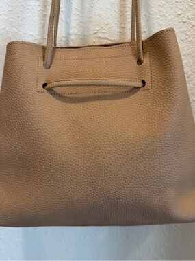 8 Other Reasons Beige Vegan Leather Tote Bag - Casual Everyday Shoulder Bag